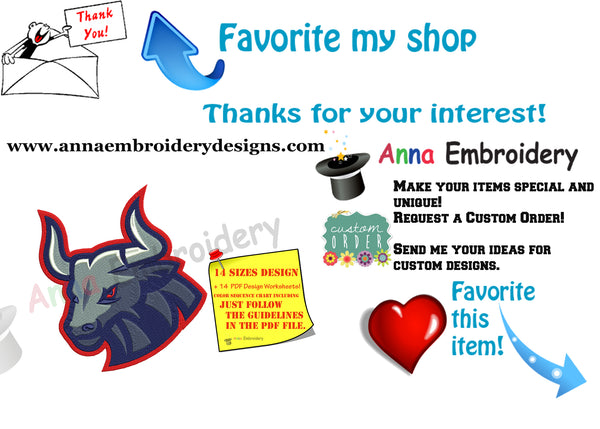 Bull Embroidery Design-Bull Head-Machine Embroidery Patterns-Instant Download-PES