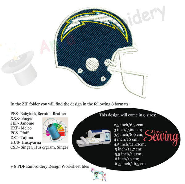 Helmet Machine Embroidery Design,Sport embroidery,football,helmet,filled stitch,machine patterns, 9 SIZES,INSTANT DOWNLOAD