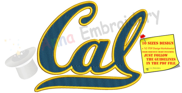Cal Embroidery Design,sport embroidery,athletics embroidery,machine embroidery patterns