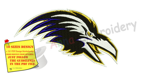 Raven Machine Embroidery Design, sport embroidery