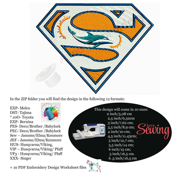 Super Dolphins Machine Embroidery Design -Sport embroidery-Dolphin embroidery