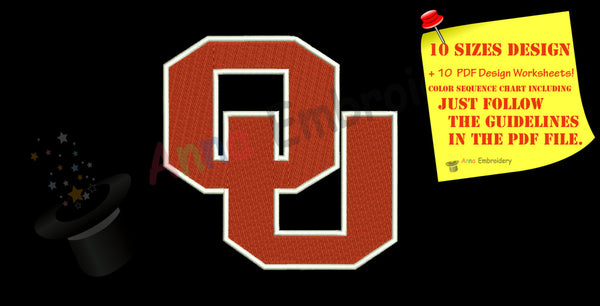 OU Machine Embroidery Design-sports design-10 SIZES- 12 Formats- Instant Download