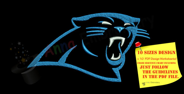 Panther head silhouette MachineEmbroidery Design-Sport embroidery-Panther face- 10 SIZES-INSTANT DOWNLOAD