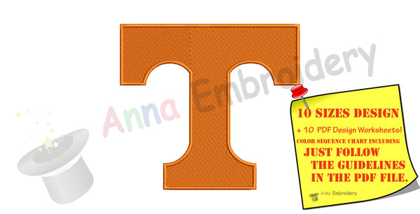 Football T letter  Embroidery Design,Sport embroidery,machine patterns,10 SIZES, 12 Formats