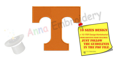 Football T letter  Embroidery Design,Sport embroidery,machine patterns,10 SIZES, 12 Formats