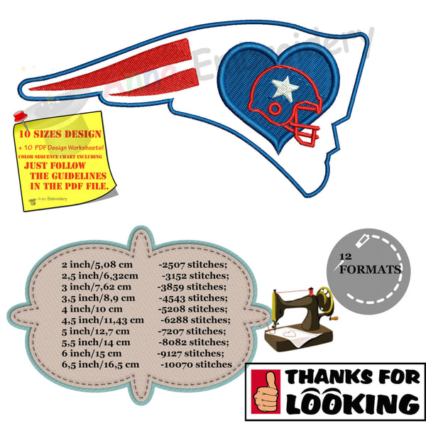 New England Patriots Logo Machine Embroidery Designs, Football Embroidery Design, 10 Sizes - INSTANT DOWNLOAD